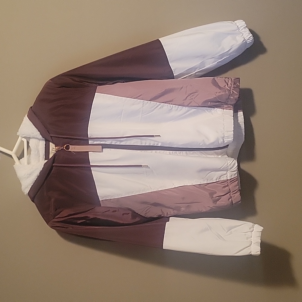 Full zip hooded fleece lined wind breaker